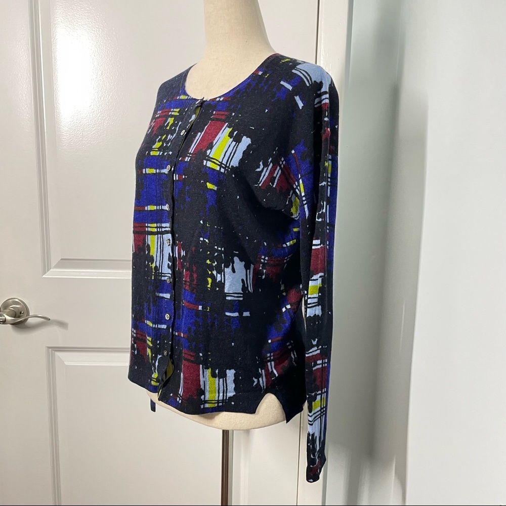 Stefan Green Abstract Print Cashmere Blend Cardigan size 2 - Picture 8 of 11